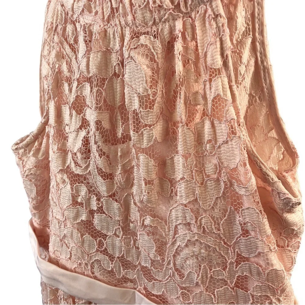Davids Bridal Sleeveless Lace Dress Girl 6 Pink Lined Modified Halter - Picture 2 of 10